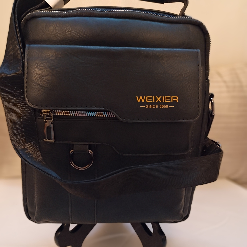 Black Leather Messenger Bag